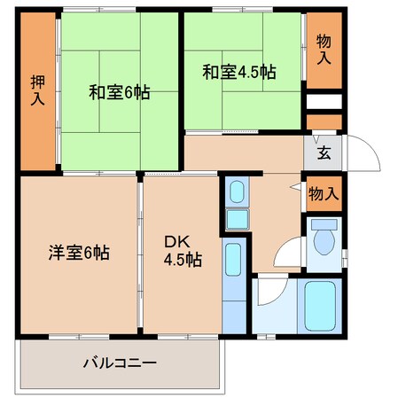 学研奈良登美ケ丘駅 徒歩15分 5階の物件間取画像